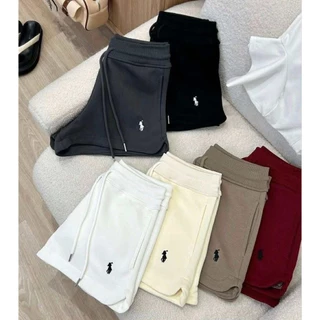 กางเกงขาสั้นผู้หญิง สีพื้น ฟรีไซส์ ด้านหน้ามีปัก