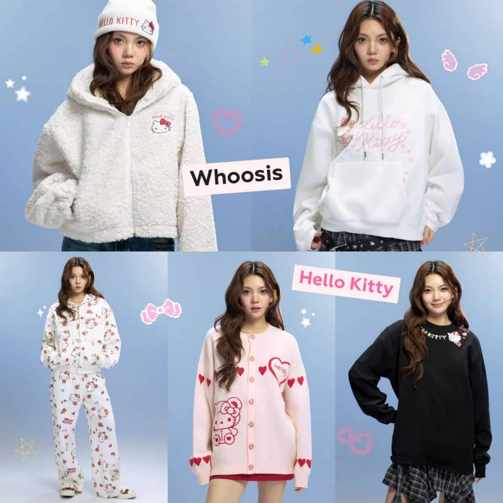 [Pre-order]Whoosis x Hello Kitty เสื้อยืดสไตล์สปอร์ต สตรีท สุดน่ารัก เฮลโหลคิตตี้ 2025 Sanrio ซานริโอ้