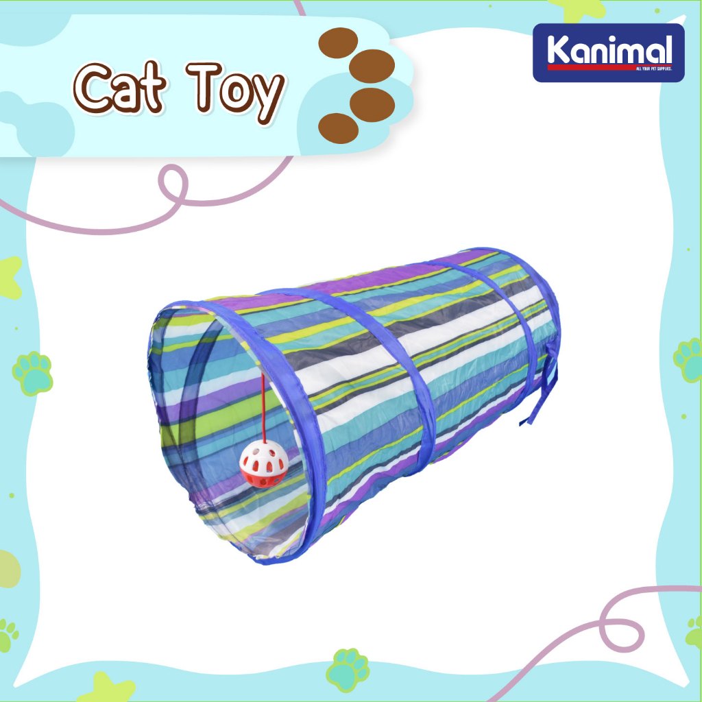 [505003] Kanimal Tunnel ของเล่นแมว อุโมงค์พับได้ พร้อมลูกบอลหลากสี สำหรับแมวทุกสายพันธุ์ Size S ขนาด 25x25x51 ซม.