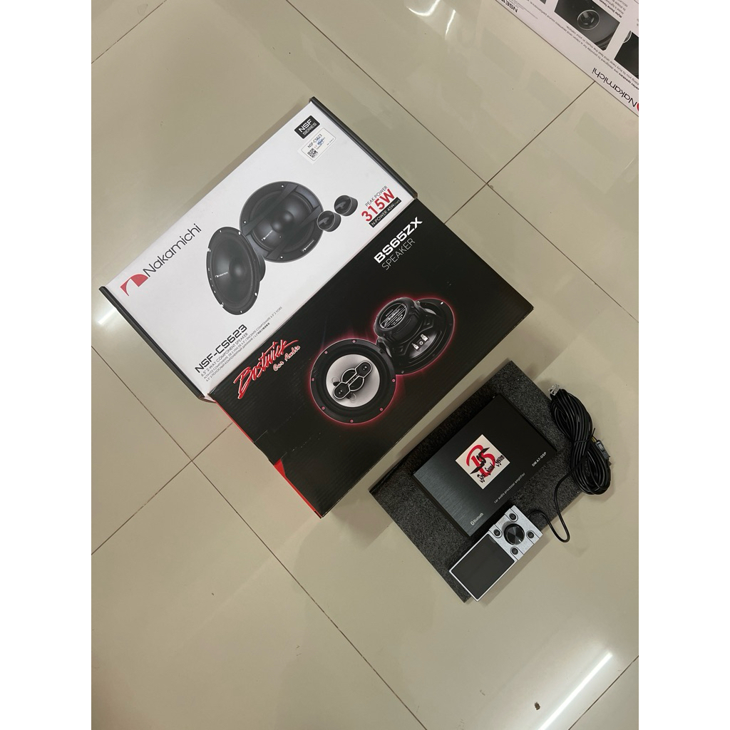 ชุดละ 4595บาท DSP AMP 68x4Ch 1ตัว 6.5“ แยกชิ้น NAKAMICHI 1ชุด 6.5”แกนร่วม Bostwick 1คู่ ลำโพงติดรถยน