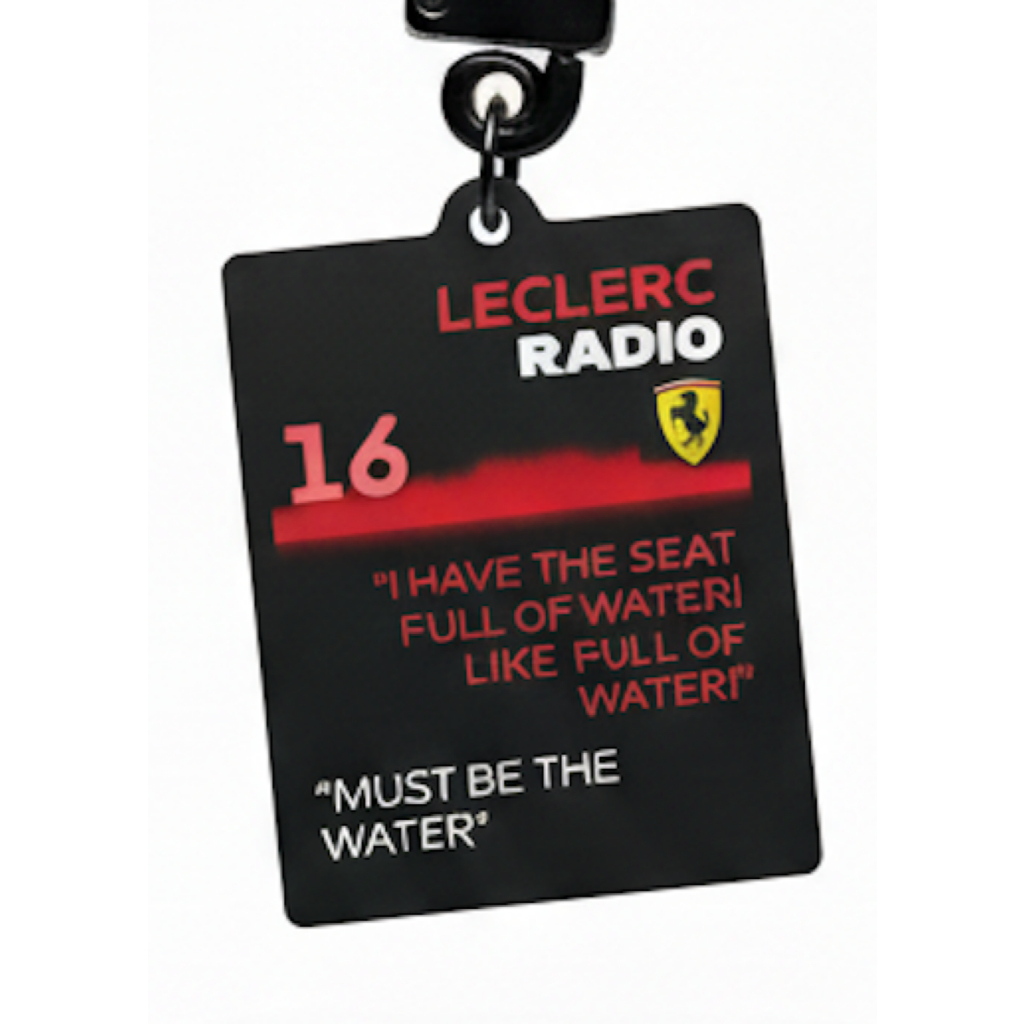 เลอเคลร์ก – พวงกุญแจข้อความวิทยุ F1 “Must Be The Water” Leclerc Radio Message F1 Keychain