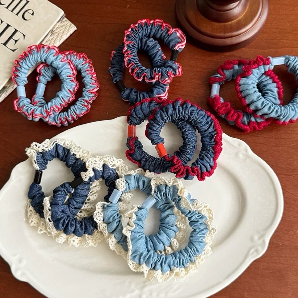 ยางมัดผม หางม้า ผ้าสียีนส์ ยืดหยุ่น มาใหม่