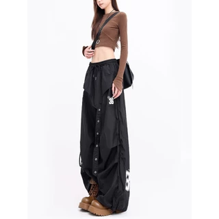 [Summer quick-drying fabric, sports wide-leg pants]กางเกงขากว้างสไตล์สตรีทลำลองสำหรับเล่นกีฬาเต้นรำผู้หญิง