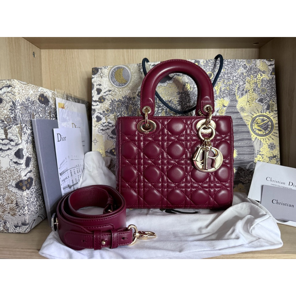 กระเป๋า Dior lady burgundy