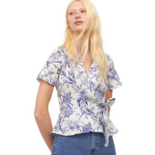 h&m linen shirt crop