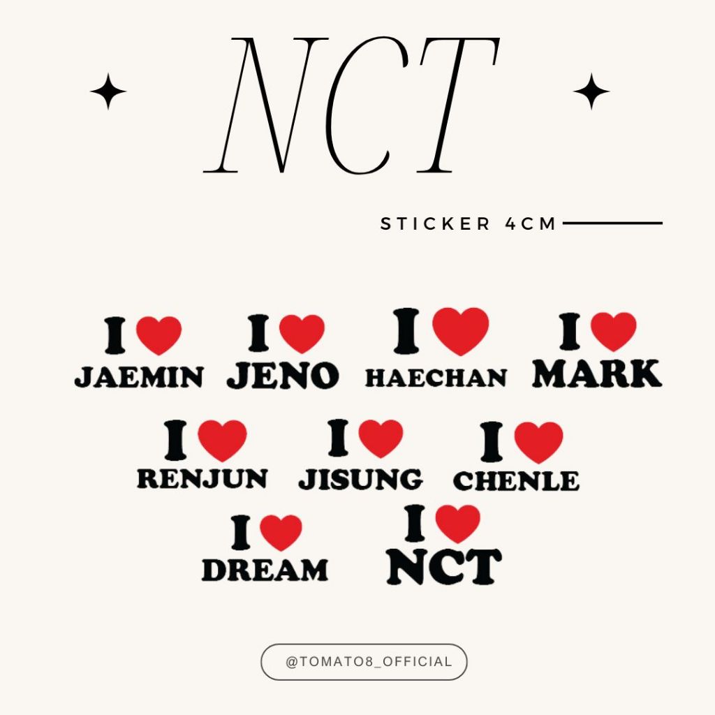 [Tomato8] STICKER i love 4cm ขนาดเล็ก 4 เซนติเมตร ราคาต่อชิ้น N