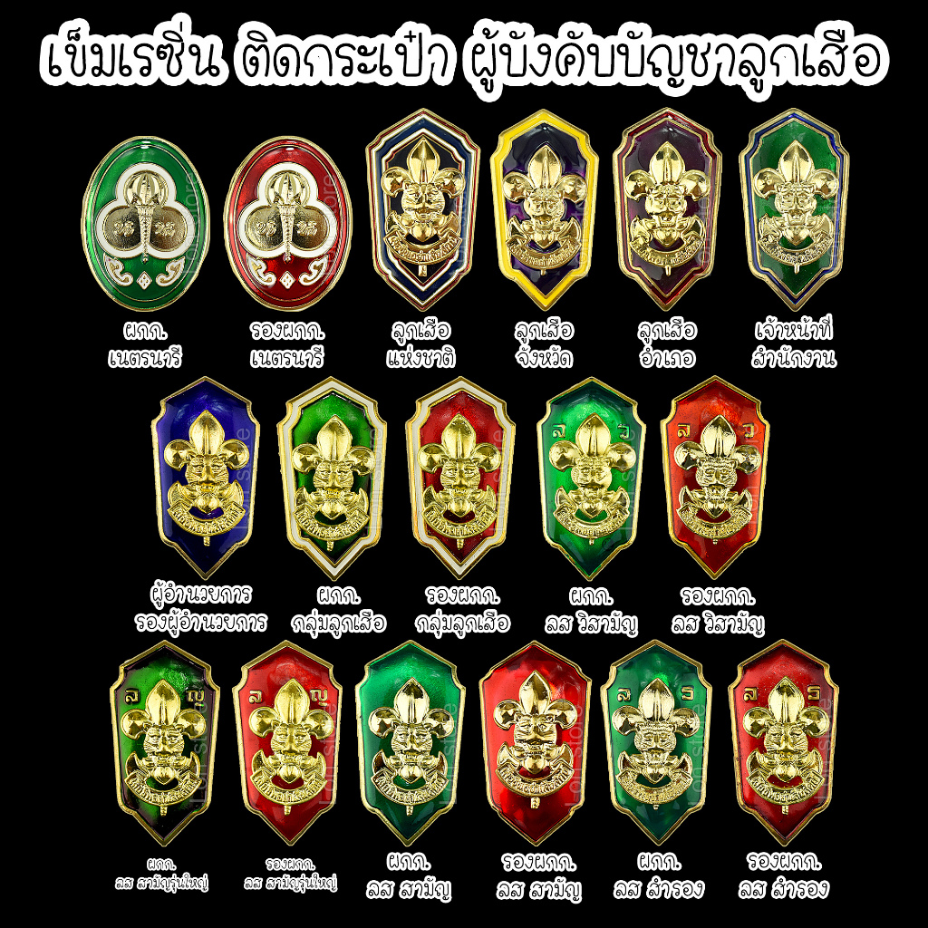 เข็มเรซิ่น ติดกระเป๋าเสือลูกเสือ และ เนตรนารี (แบบเข็มกลัด)