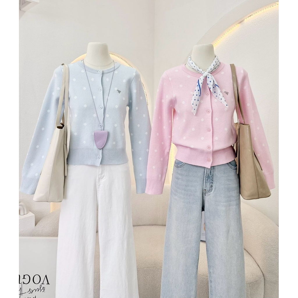 WA YA เสื้อคาดิแกนไหมพรม กระดุมหน้า