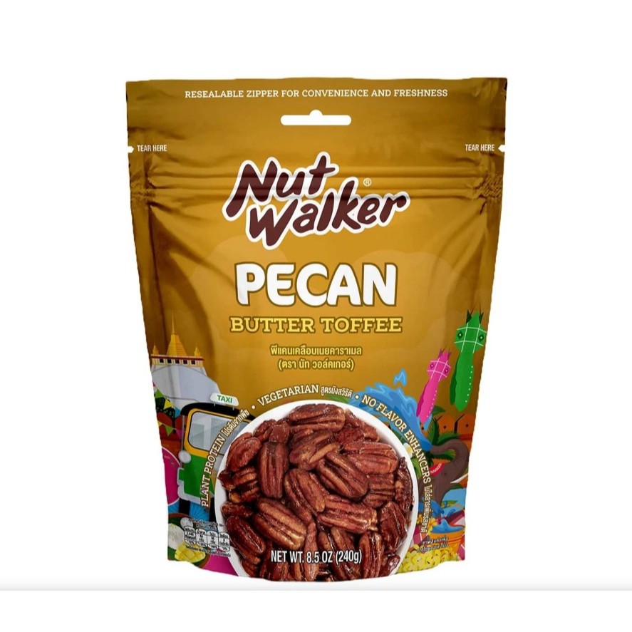 ถุงใหญ่(240g) พีแคนเคลือบเนยคาราเมล NUT WALKER Butter Toffee Pecan 240 กรัม