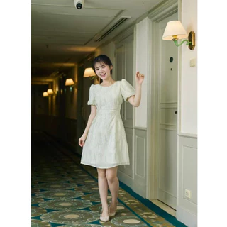 Pixie Bubble Dress (Green) เดรสแขนบอลลูน เนื้อสัมผัสคล้ายลินิน แต่บางกว่า