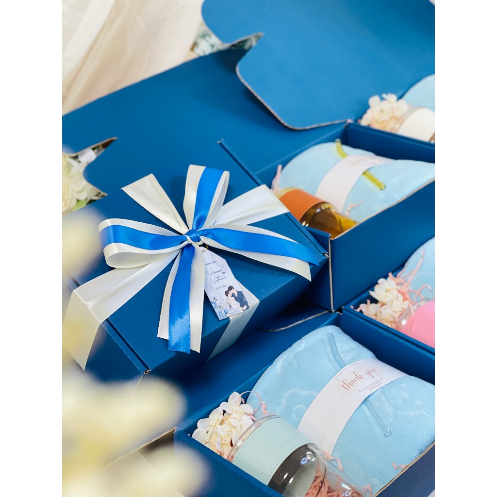 ผ้าเช็ดตัวนาโนลายหมี รุ่นหนา200g+แก้วปลอกหนัง 350ml ของรับไหว้ ของขวัญ วันเกษียณ ของขวัญปีใหม่