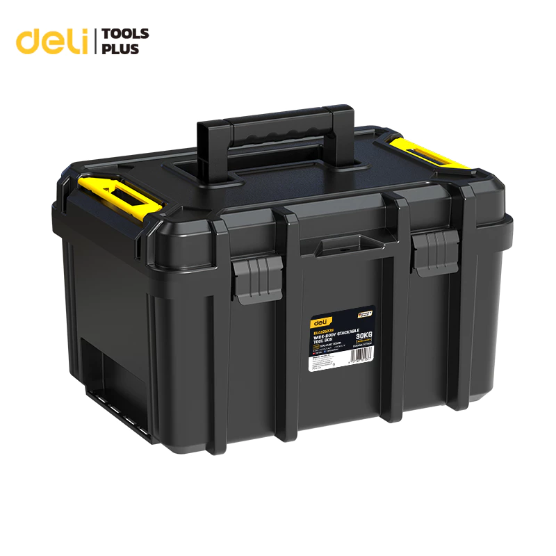 Deli กล่องเครื่องช่าง กล่องเก็บเครื่องมือ มีหูสำหรับถือ จุได้ 20 กก พกพาสะดวก แข็งแรง Tool Box