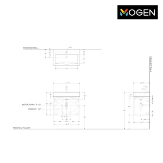 MOGEN อ่างล้างหน้า+เฟอร์กันน้ำ ขนาด 60 ซม. รุ่น LFU33060U24(SP)