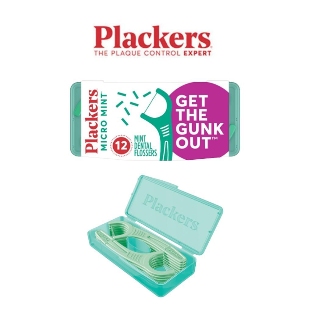 Plackers Flosser Micro Mint Travel 12 ct | ไหมขัดฟัน แบบมีด้ามจับไมโคร มิ้นท์ พร้อมกล่องพกพา 12 ชิ้น