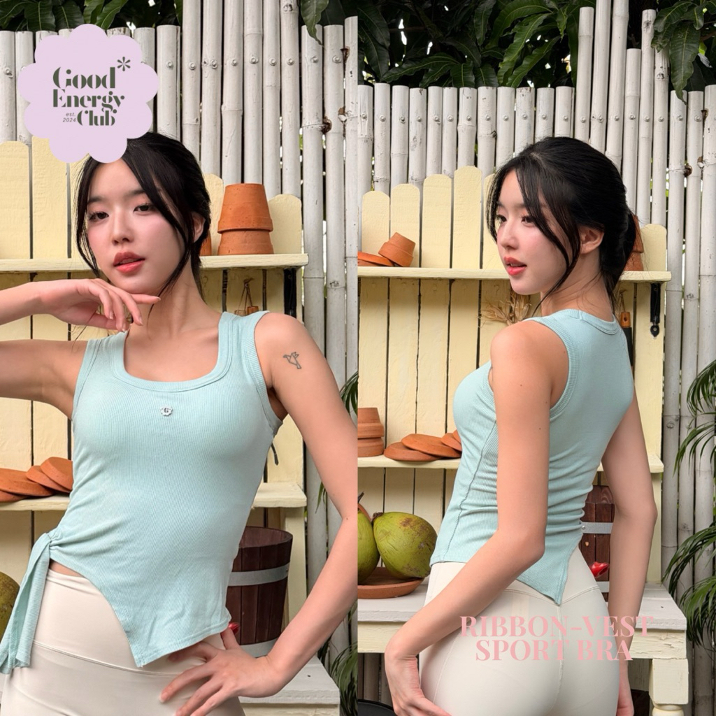 GOOD ENERGY CLUB - RIBBON-VEST SPORT BRA[0004] สปอร์ตบราผ้าร่อง มีฟองน้ำในตัว (5G-5J)