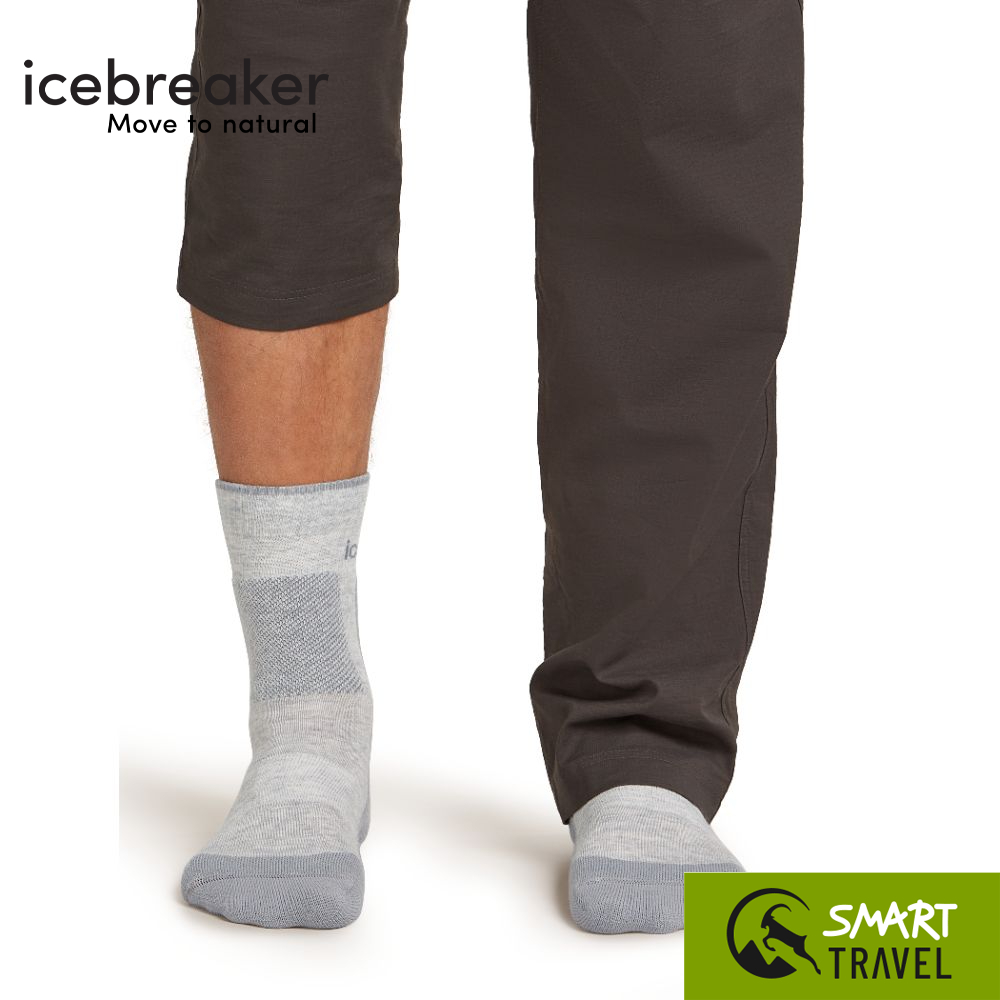 ICEBREAKER M HIKE+ MEDIUM CREW ถุงเท้า Merino Wool สี BLIZZARD HTHR/ALLOY