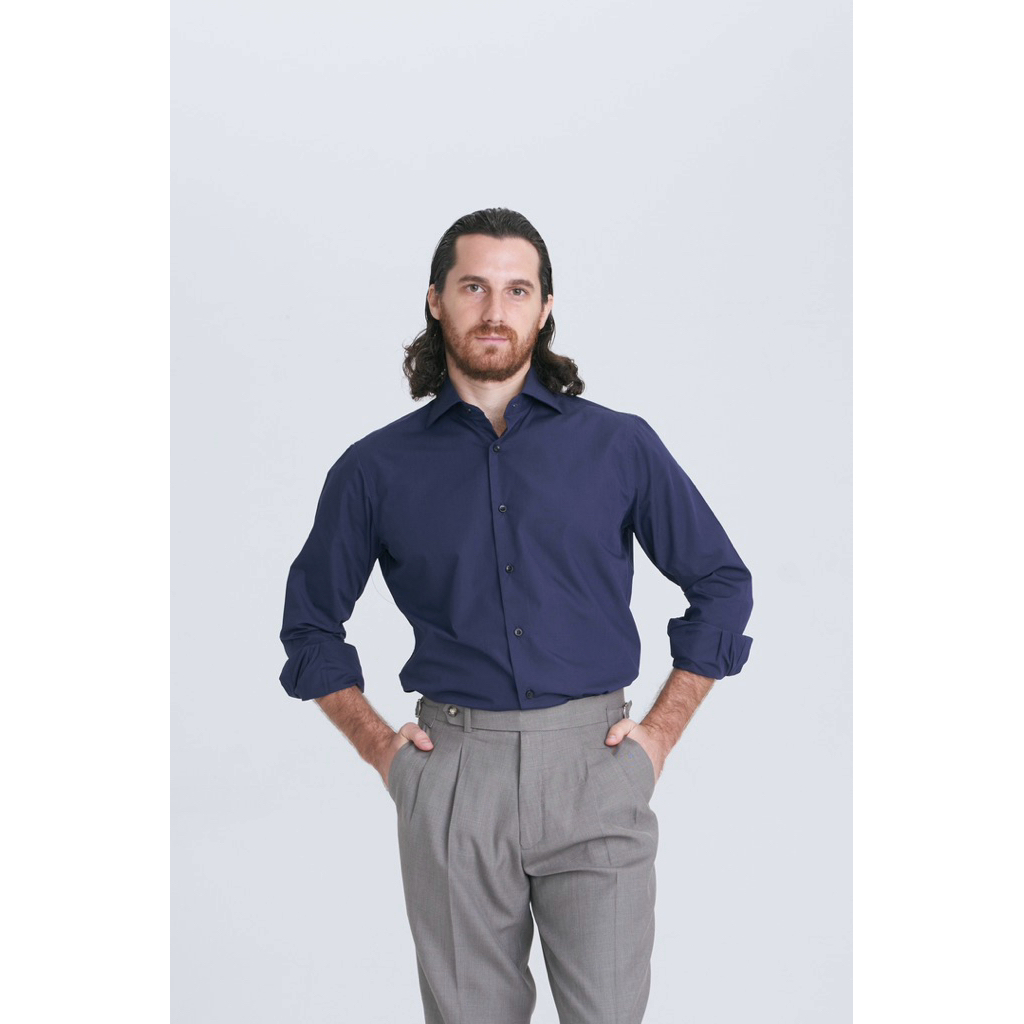 [Code30%ทักแชท] The Finery – The Windsor Shirt in Navy เสื้อเชิ้ต Formal ผู้ชาย สี น้ำเงินเข้ม ปก Italian Cutaway