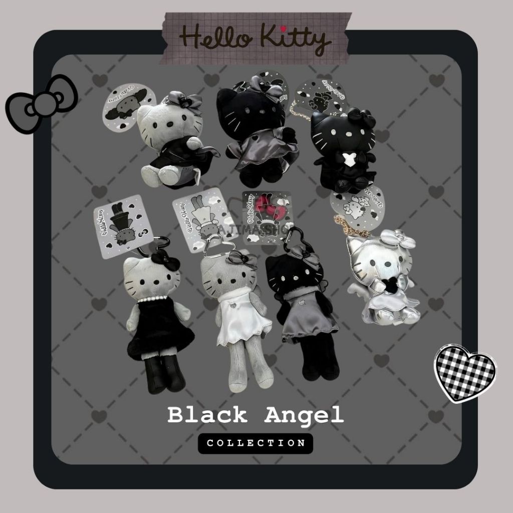 [พร้อมส่ง] พวงกุญแจ สายคล้องมือถือ Hello Kitty Black Angel Collection