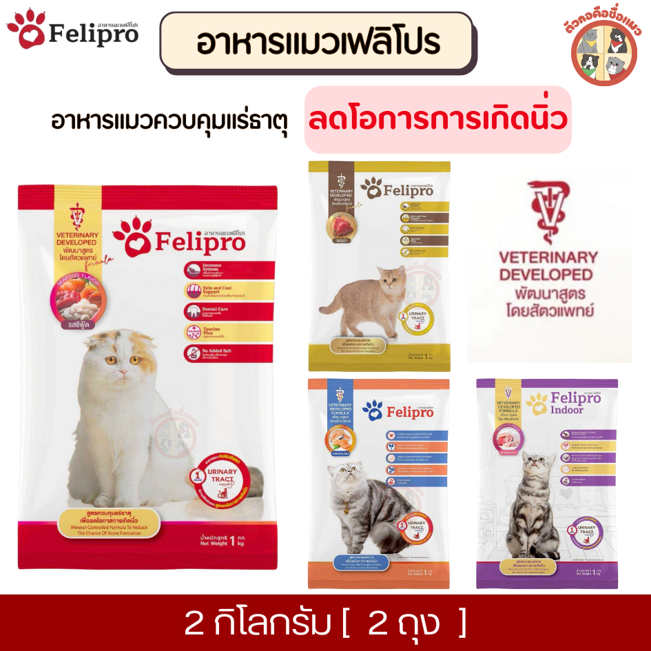 [2Kg] Felipro เฟลิโปร อาหารแมว กันนิ่ว  [ถุงแบ่ง] จากบริษัท ครบสูตร ขนาด 1 กิโลกรัม