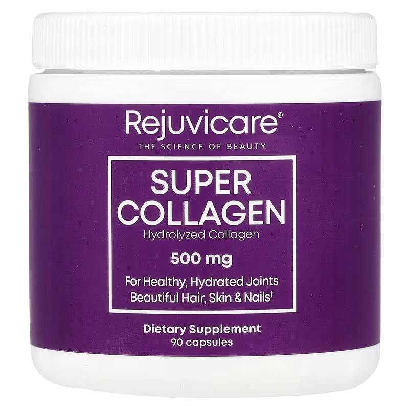 ไฮโดรไลซ์ โบวีน คอลลาเจน Rejuvicare, Super Collagen, Hydrolyzed Bovine Collagen 500 mg, 90 Capsules