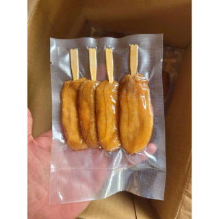 กล้วยตากออร์แกนิค หวานธรรมชาติ ไม่ใส่นํ้าตาล ไม่ใส่ น้ำผึ้ง เสียบไม้ 4ชิ้น ปริมาณ 80 กรัม พร้อมส่ง
