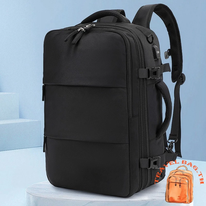 🎒กระเป๋าเป้เดินทางเรียบง่าย กระเป๋าสะพายหลังสำหรับผู้ชายและผู้หญิงแบบเบา ความจุใหญ่ หลายฟังก์ชั่น