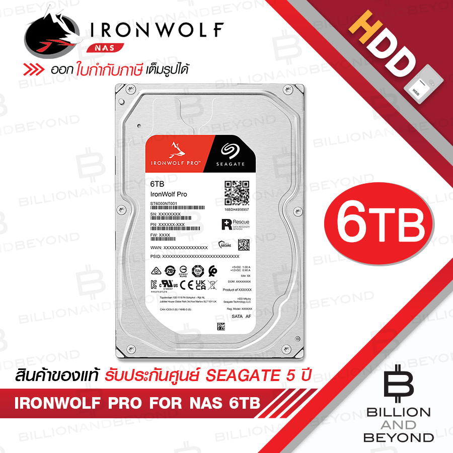 SEAGATE IRONWOLF PRO NAS Hard Drive 6 TB SATA III ( 7200RPM, 256MB, SATA-3, ST6000NT001 ) Cache 256 