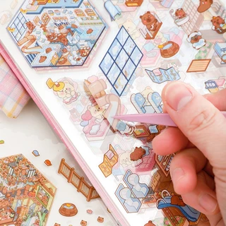 (ฉากจิ๋ว20ห้อง) 3D สติกเกอร์หนังสือวิวทิวทัศน์ ฉากร้านขนม คาเฟ่ บ้าน Creative DIY ตกแต่งคลายเครียด