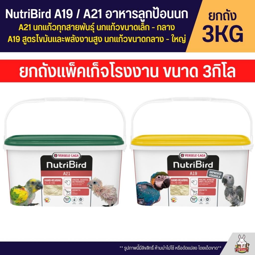 (ยกถัง 3KG) Nutribird A19 / A21 อาหารลูกป้อนนก อาหารนก