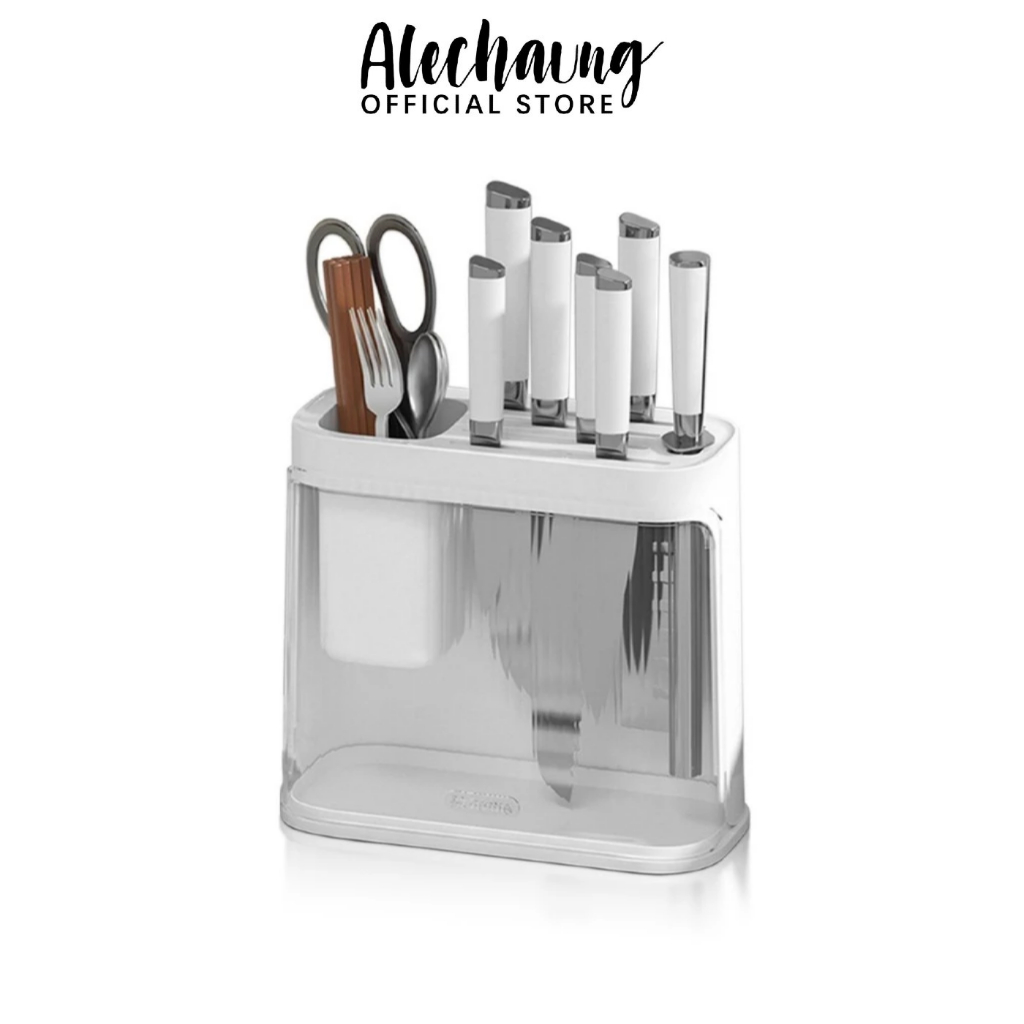 Alechaung กล่องเสียบมีด ที่ใส่มีด ที่เก็บมีด knife holder จัดเก็บมีด ช้อนส้อม ตะเกียบ ขนาด 11.5x24x22cm