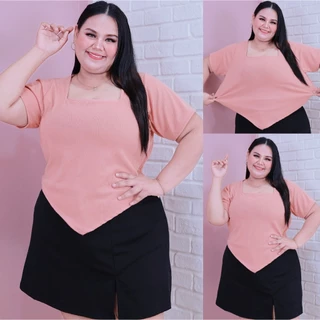 [ ส่งฟรี 🔥 ] A957/A958 เสื้อโกงหุ่น เสื้อครอปแขนสั้น ครอปไซส์ใหญ่ ครอปสาวอวบ (มีไซส์ถึงอก 60“)
