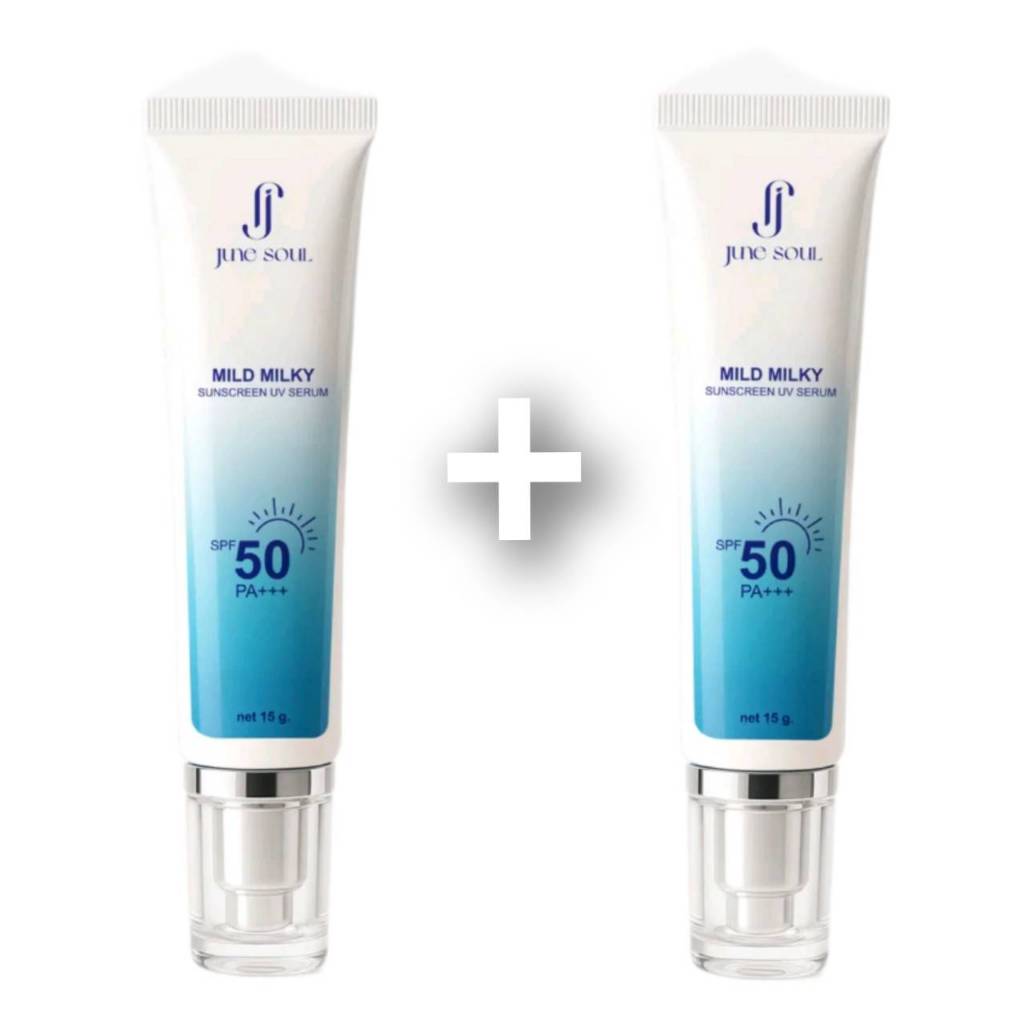 1+1 JUNE SOUL Milky Sunscreen Serum SPF50 PA+++ เซรั่มกันแดด ครีมกันแดดทาหน้า สูตรน้ำนม กันแดดสกินแค