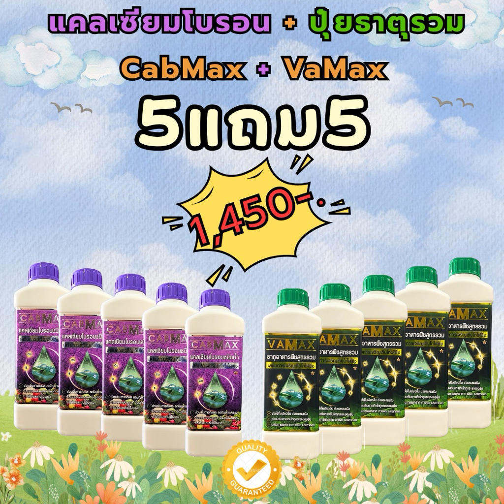 [5แถม5] CabMax+VaMax แคลเซียมโบรอนเข้มข้ม แถม ปุ๋ยธาตุรวม