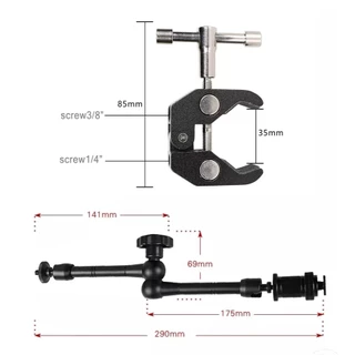 11นิ้วอย่างชัดเจนแขนเมจิก + ซูเปอร์หนีบปูคีมคลิปสำหรับกล้อง 11inch Articulating Magic Arm + Super Clamp Crab Plier Clip