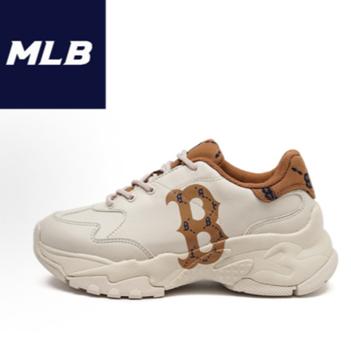 MLB รองเท้าผ้าใบ Chunky Dia Monogram vintage printed shoes in beige （ของแท้ 100%