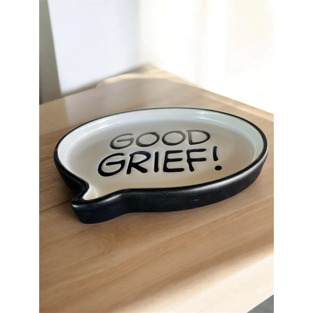 ถาดเซรามิค จานขนม ใส่ขนม ของทานเล่น อักษร GOOD GRIEF ขนาด 6x4 นิ้ว thumbnail 4