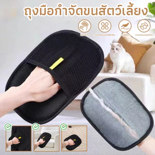 ถุงมือกำจัดขนสัตว์เลี้ยง ขนแปรงสองด้าน ใช้งานง่าย นวดสัตว์เลี้ยงอย่างอ่อนโยน สะอาดทุกครั้ง