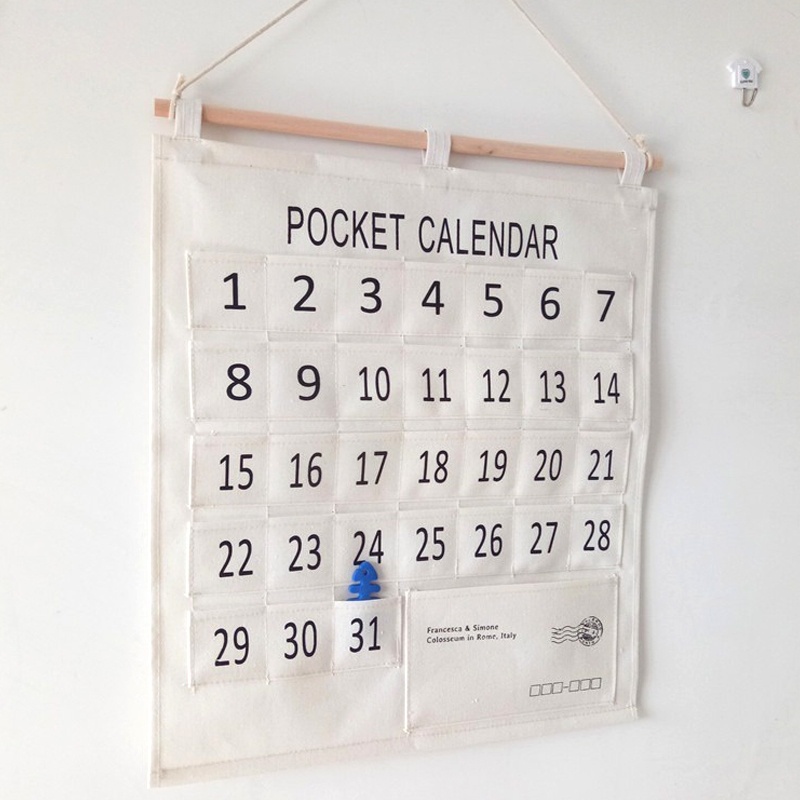 ปฏิทินออมเงิน ผ้าแคนวาส ช่องเสียบธนบัตร นำไปแขวนได้ DIY