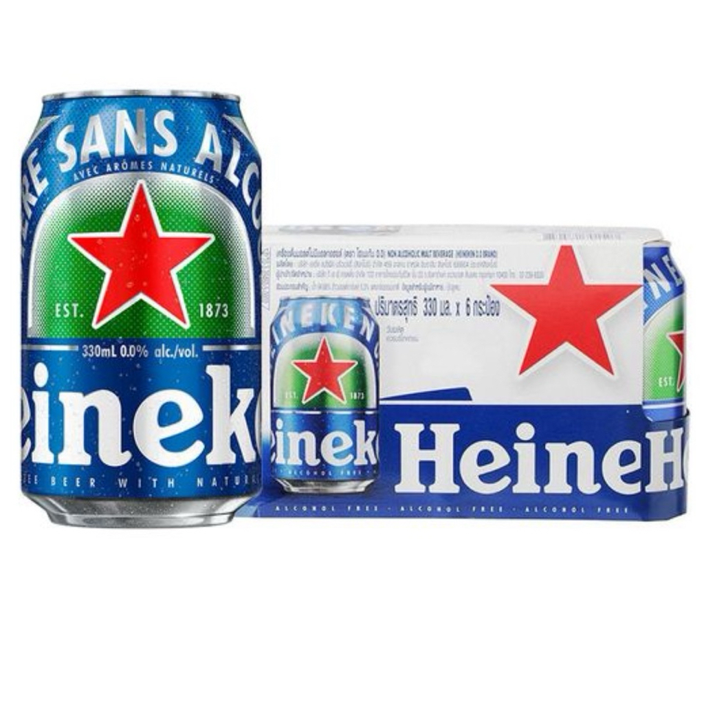 ไฮเนเก้น 0.0 เครื่องดื่มมอลต์ ไม่มีแอลกอฮอล์ 330 มล.*6 กระป๋อง