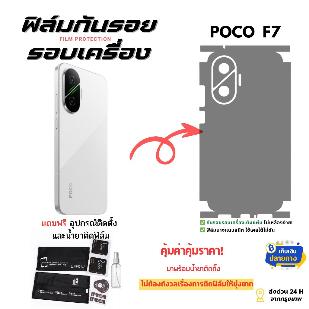 (ด่วน! ของต้องมี) ฟิล์มกันรอยหลัง POCO F7 | เศรษฐกิจแบบนี้ซ่อมทีน้ำตาไหล | ฟิล์มตรงรุ่นกันรอยขีดข่วน