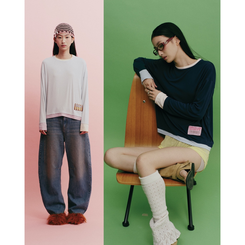 The Freckled Market - Double Layered Long Sleeve Tee เสื้อแขนยาวแต่งผ้าสองชั้น