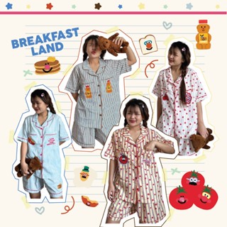 🍳Breakfast land🥞 ชุดนอน ชุดนอนโนบรา ชุดนอนผู้หญิง ชุดนอนแขนส…