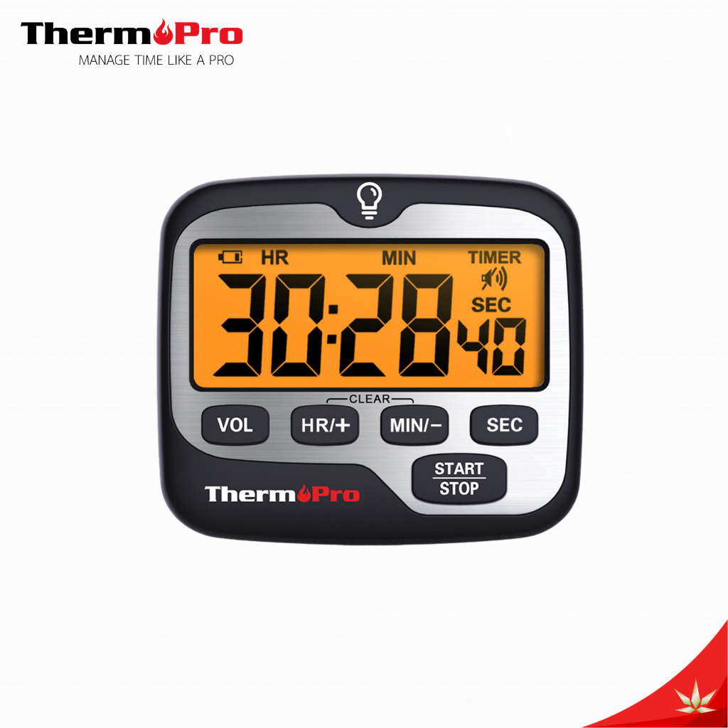 ThermoPro เครื่องจับเวลาอเนกประสงค์ นาฬิกาจับเวลาอาหาร ใช้งานง่าย สดวก จอLCDมีไฟเเบ็คไลท์ รุ่นTM-01