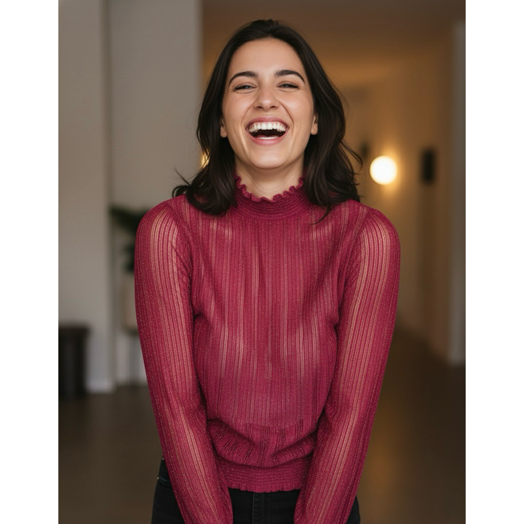 E030 Next Ladies Cerise/Pink Sparkle Evening/Party Blouse Size UK 10