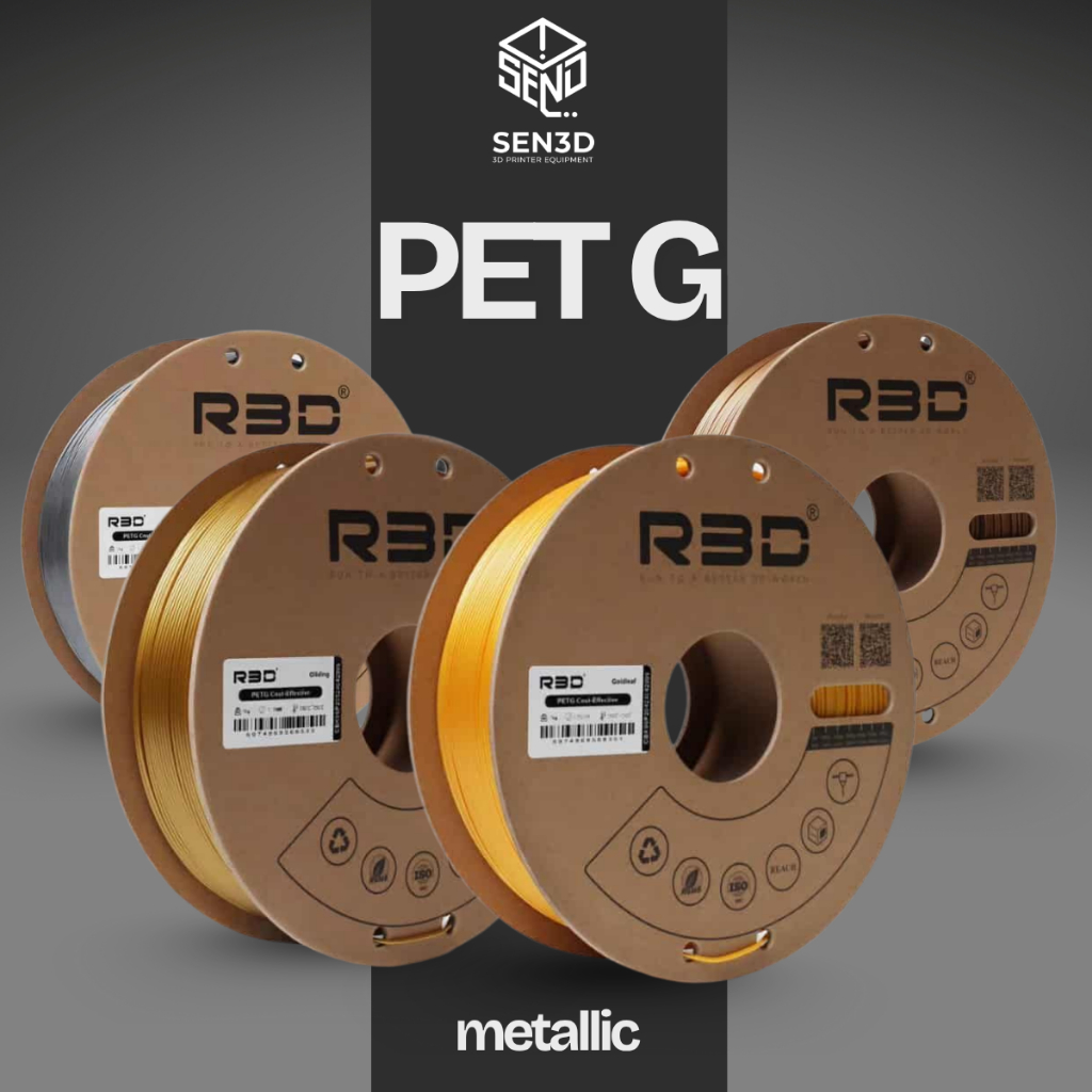 เส้นพลาสติก PETG Filament R3D 1.75mm 1kg พร้อมส่ง R3D คุณภาพสูง แข็งแรง ส่งจาก กทม. สี Metallice