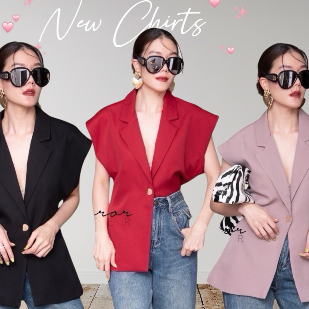 mirrorsister 40731.1 เสื้อเบรเซอร์แขนล้ำ คอปกเทเลอร์