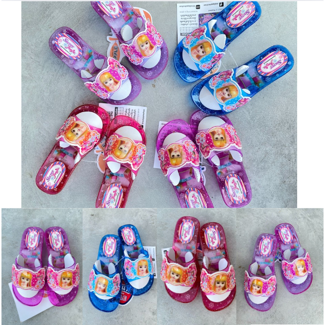 รองเท้าแก้ว รองเท้าแตะเด็ก รองเท้าแก้วกากเพชร รองเท้าแก้วสีใส มีไฟ กระพริบ SIZE 25-35  ถูกสุด ส่งทันทีๆ