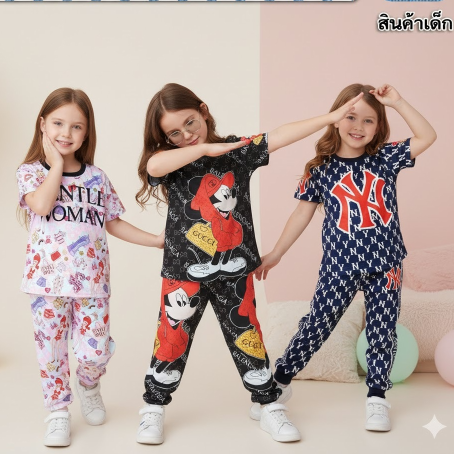 ชุดเซตการ์ตูน นล สย 1XL-4XL ไซส์เด็ก 8-11 ปี