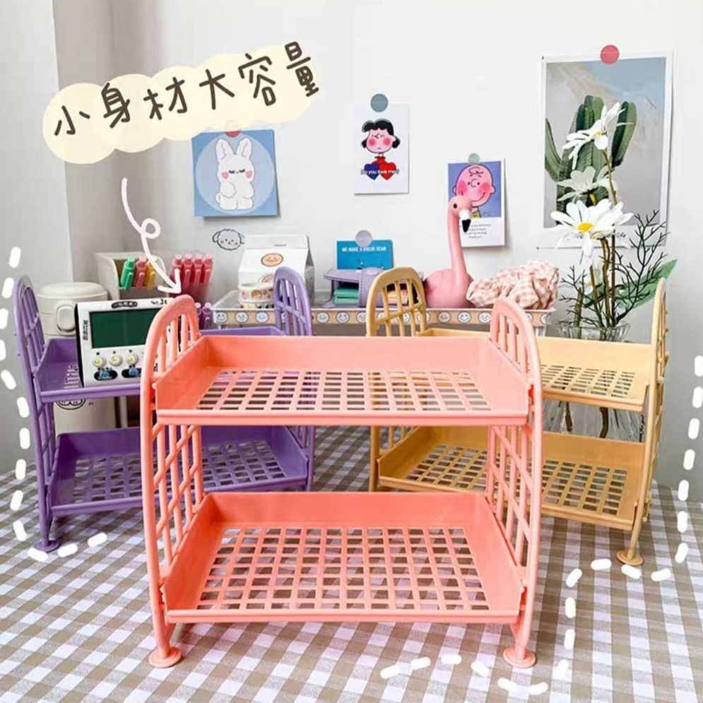 Hiso ชั้นวางของบนโต๊ะ 2 ชั้น ชั้นพลาสติกจัดระเบียนบนโต๊ะทำงาน