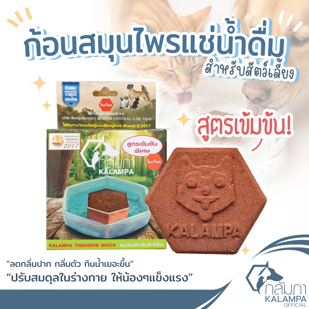 KALAMPA ก้อนสมุนไพรแช่น้ำดื่มสัตว์เลี้ยง กลัมภา สูตรเข้มข้นสำหรับน้องสุนัขตัวใหญ่